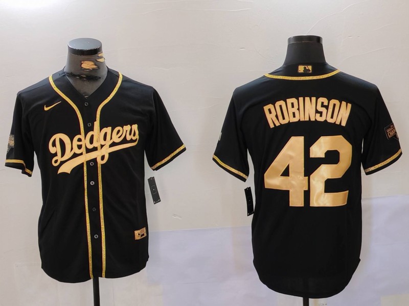 Men's Los Angeles Dodgers Jackie Robinson #42 Black Jersey